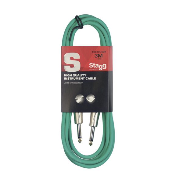 Stagg SGC3DL CGR, kabel JACK/JACK, 3 m, zelený - Image 8